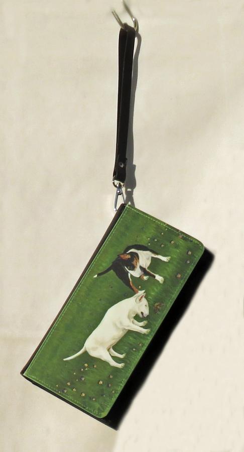 Bull terrier 4 clutch wallet with wrist band